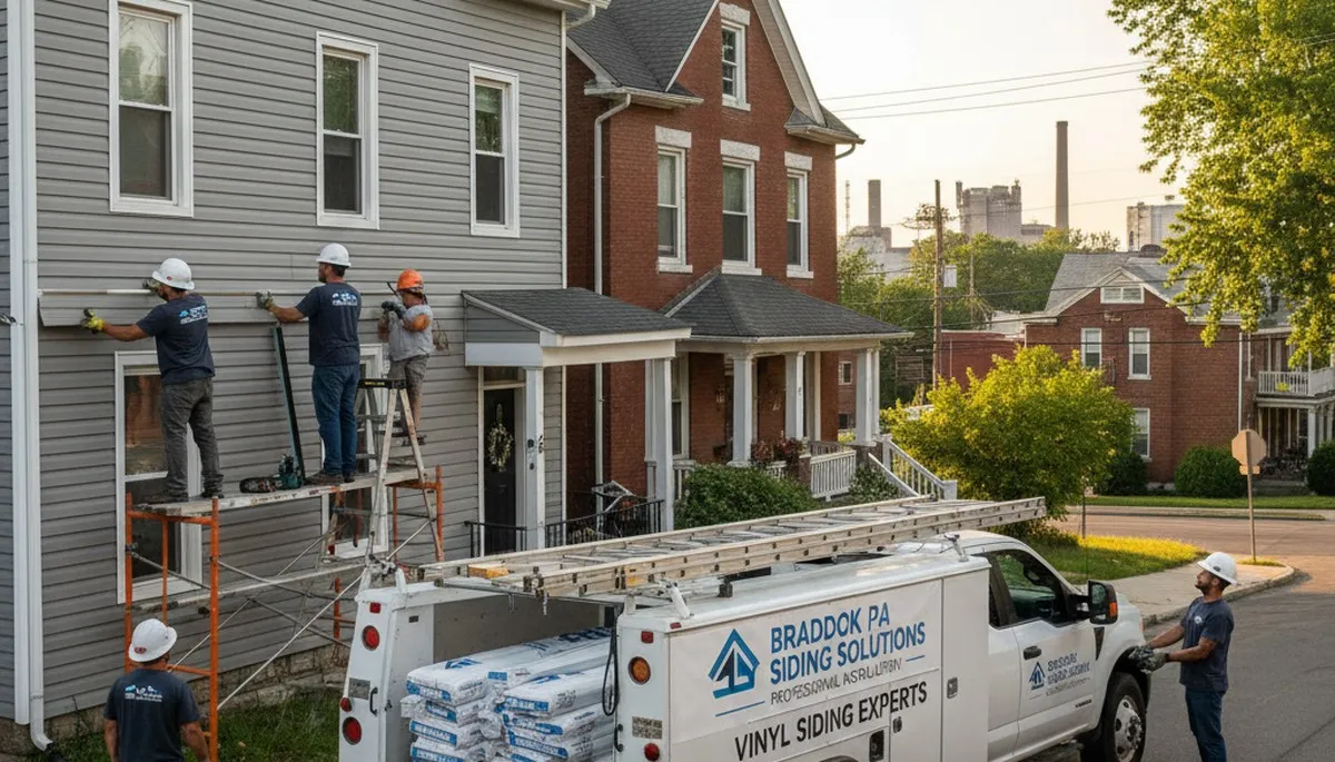 Vinyl siding installation on home exterior in Pittsburgh, PA by local siding contractors